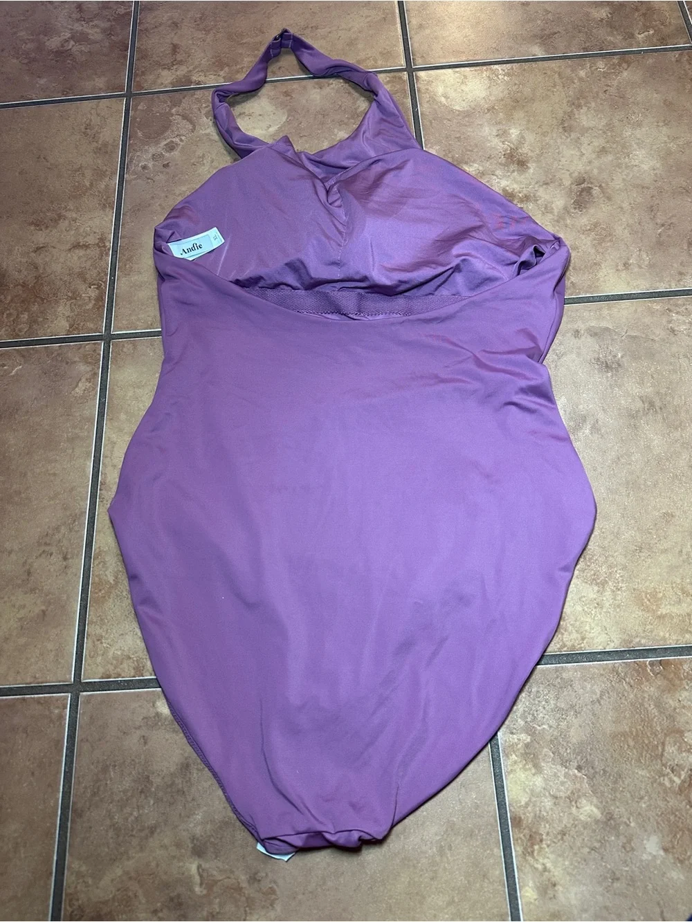 NWOT Andie Swim Luzon Mauve One Piece Swimsuit Halter - XL
